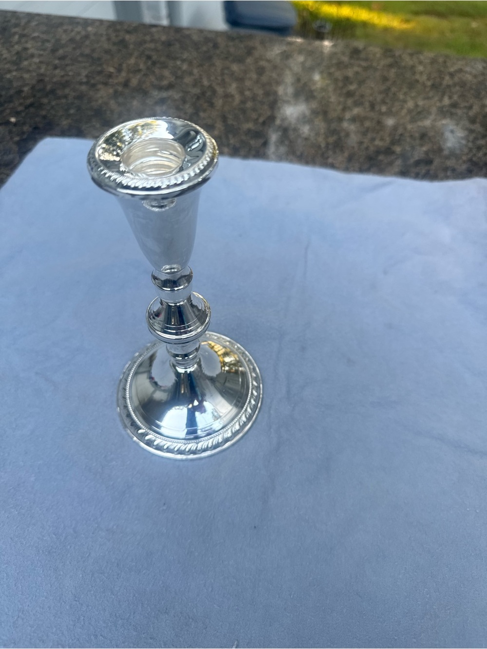 Classic Silver Candlestick Holder - Elegant Metal Candle Stand